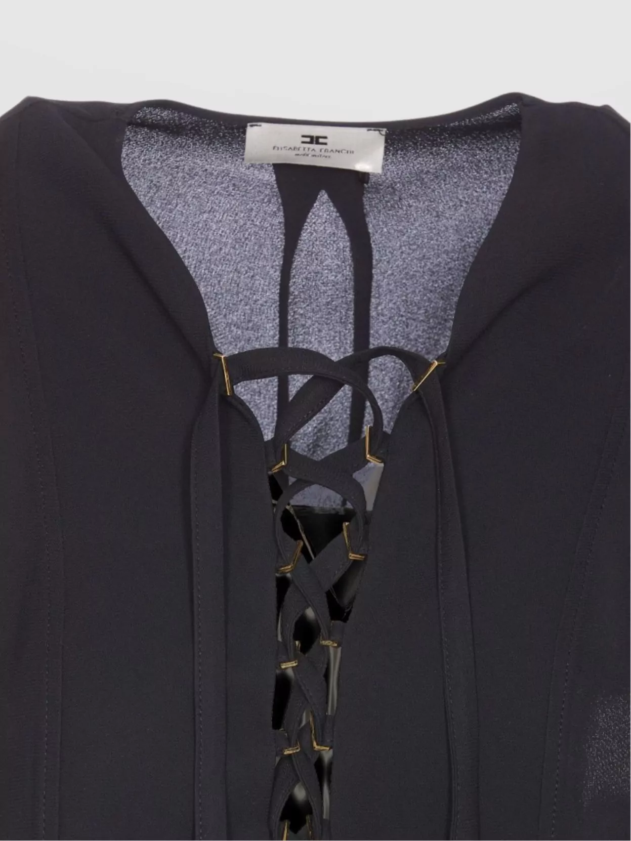 Elisabetta Franchi Lace-Up Front Sheer Fabric Top