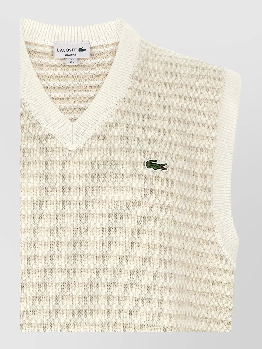 Lacoste striped v-neck sleeveless knit vest