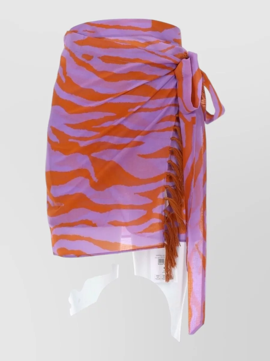 The Attico printed cotton wrap skirt