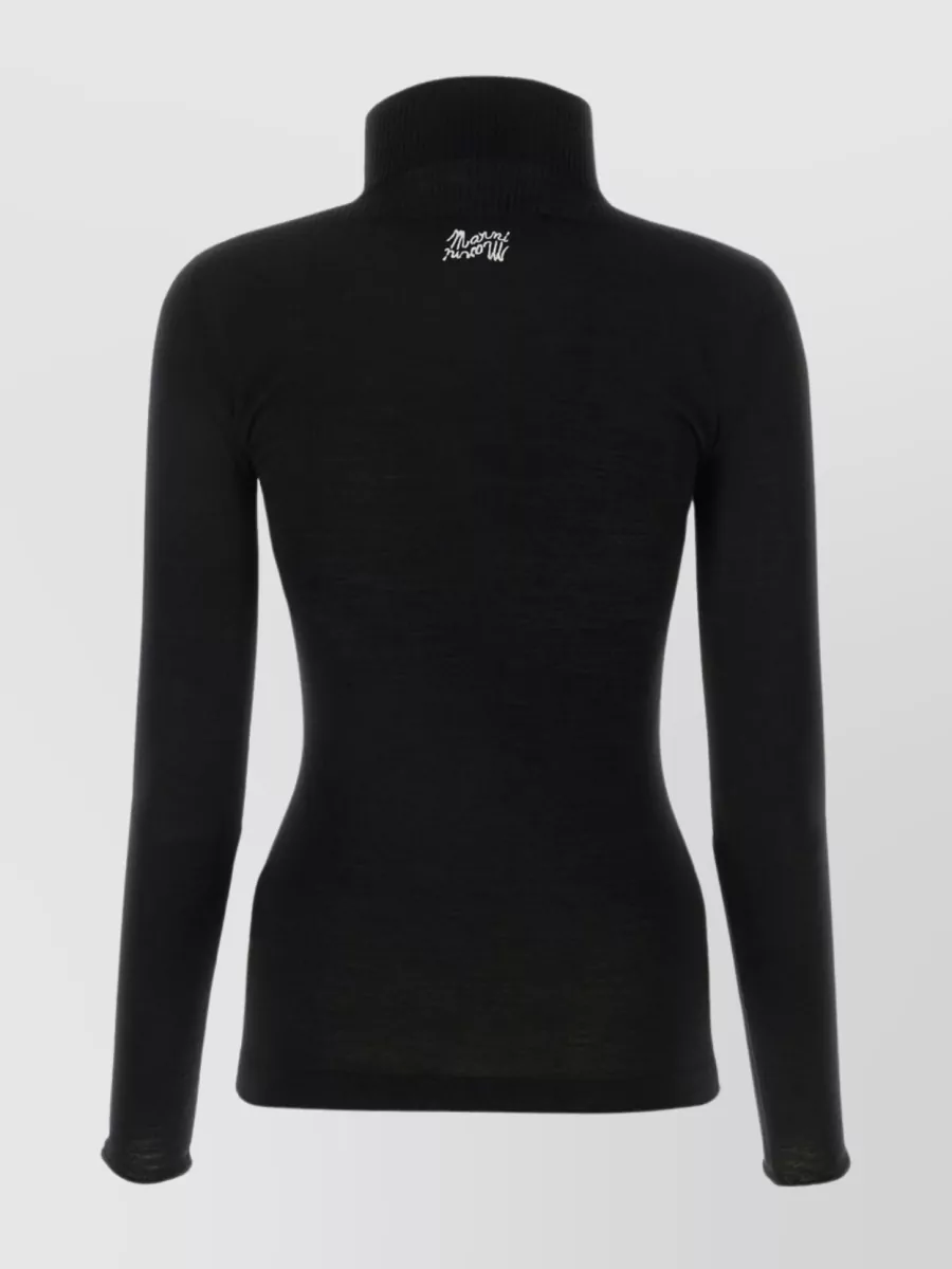 Marni Textured Turtleneck Wool Sweater In Black