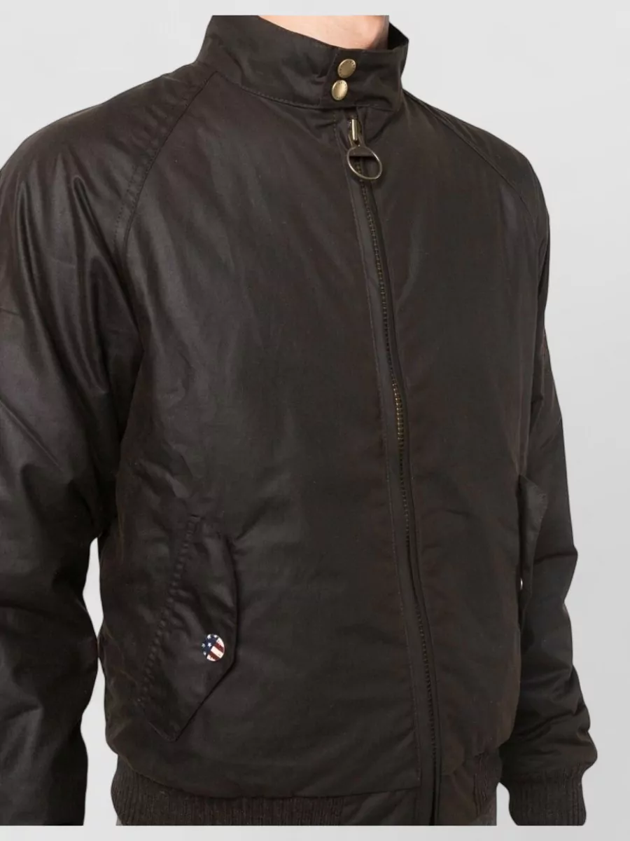 Barbour International Cotton Waxed Funnel Neck Bomber Jacket