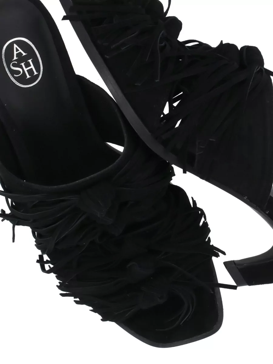 Ash Leather Fringe Mules