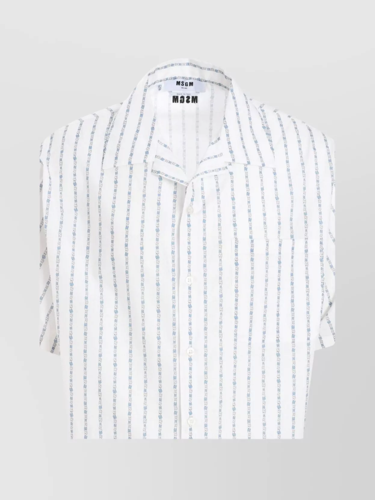 Msgm Pocketed Striped Short Sleeve Shirt