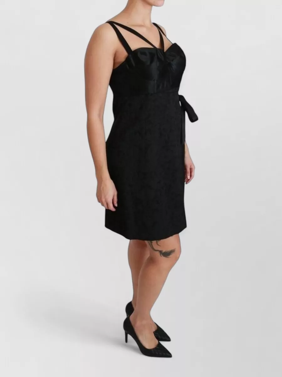 Dolce&Gabbana Silk Jacquard Sleeveless Sweetheart Neck Wrap Mini Dress