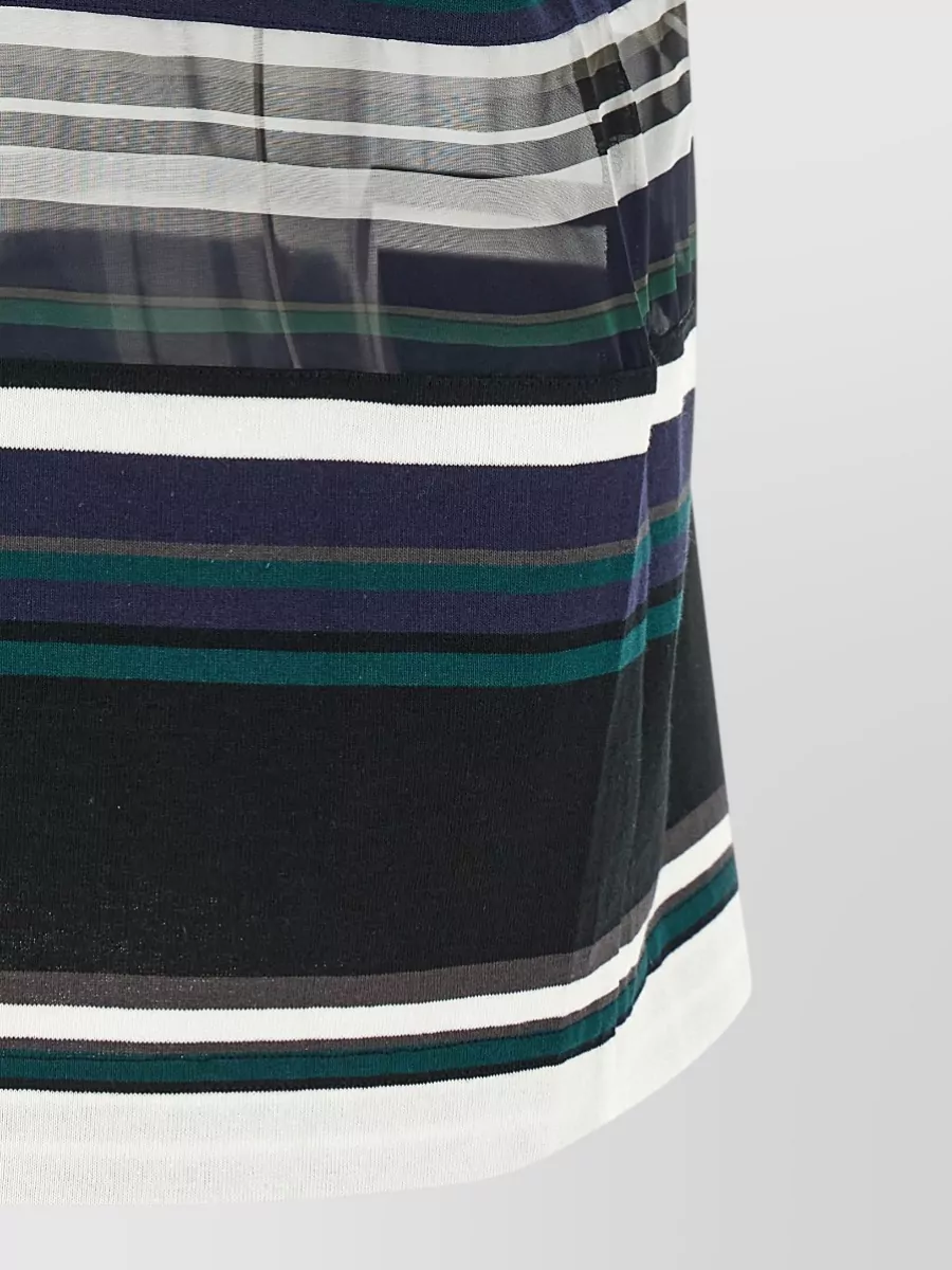 Sacai Striped Organza Insert Cotton T-Shirt