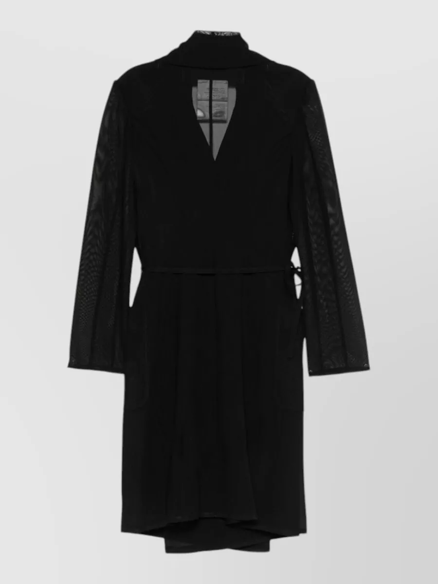 Junya Watanabe Mesh Panel Wrap Midi Coat