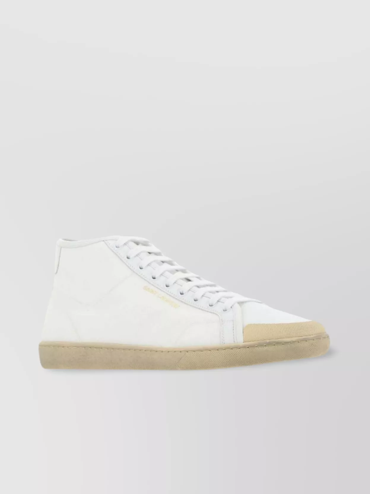 Shop Saint Laurent High-top Canvas And Leather Sneakers