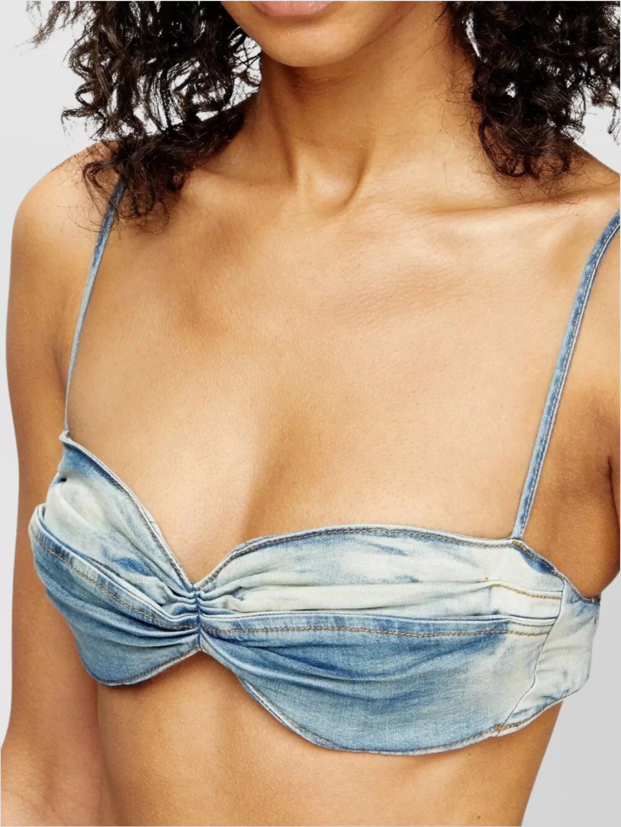 Diesel Ruffle Denim Top Adjustable Straps