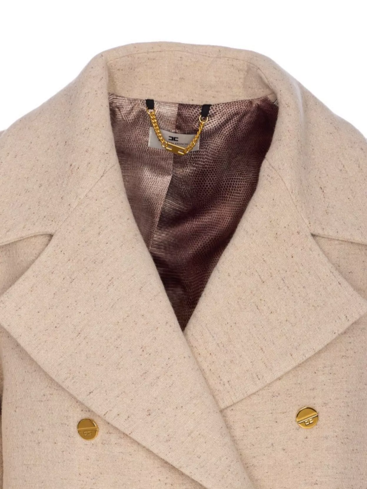 Elisabetta Franchi Double-breasted Coat Coats And Trench Coats White In Pink