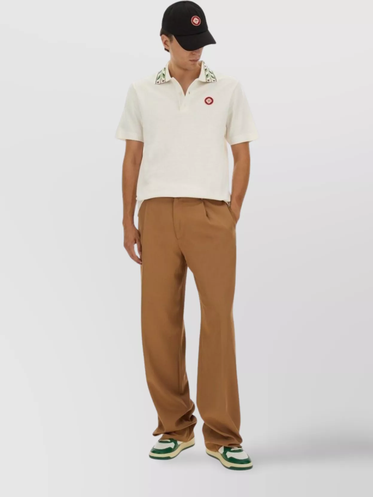 Casablanca Polo Shirt With Short Sleeves And Embroidered Collar In White