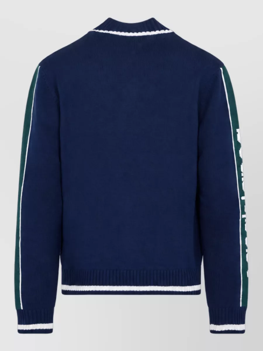 Casablanca Wool Jacquard Zip-Up Cardigan