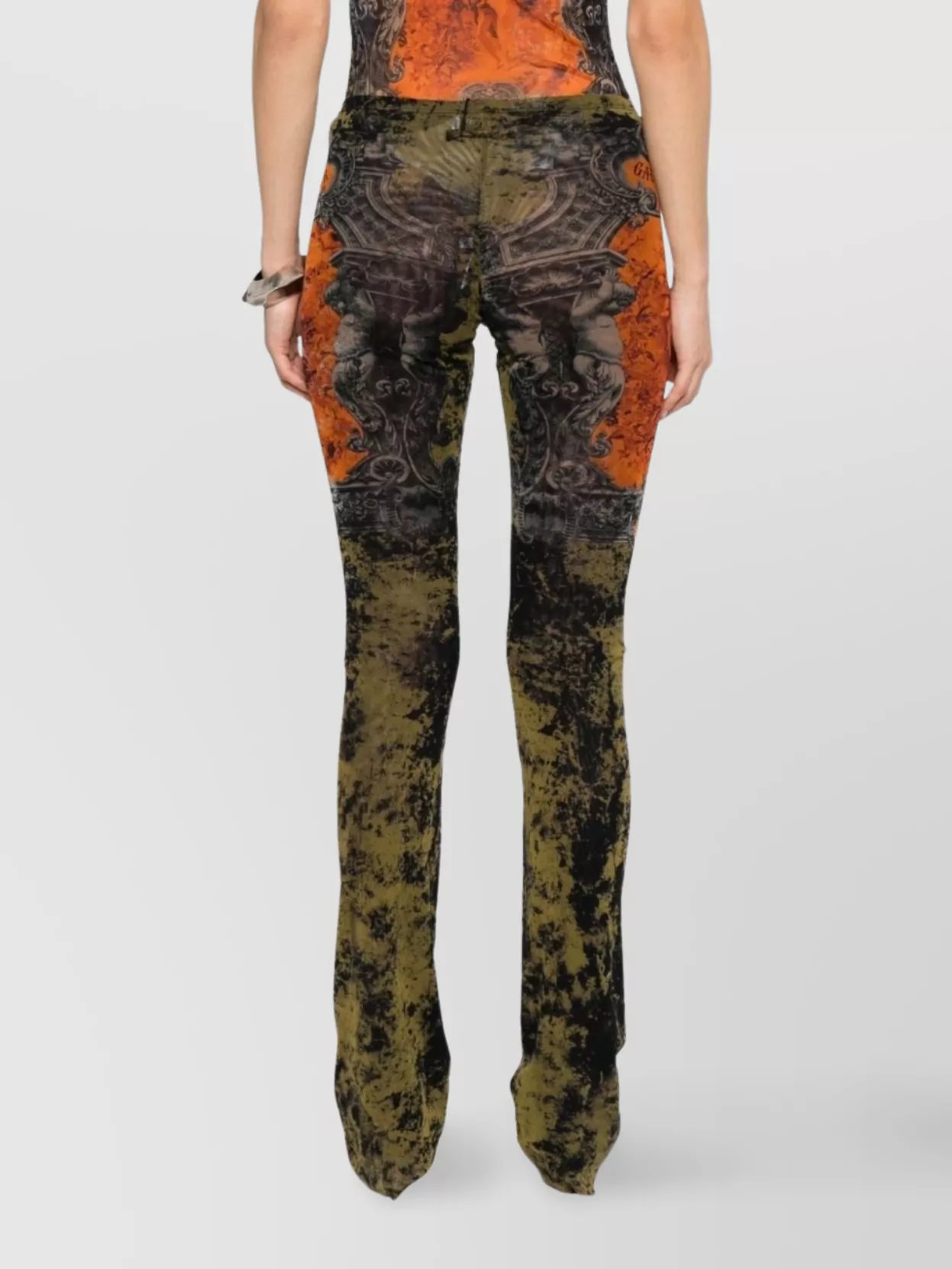 Jean Paul Gaultier Straight Flared Graphic Print Stretch Trousers