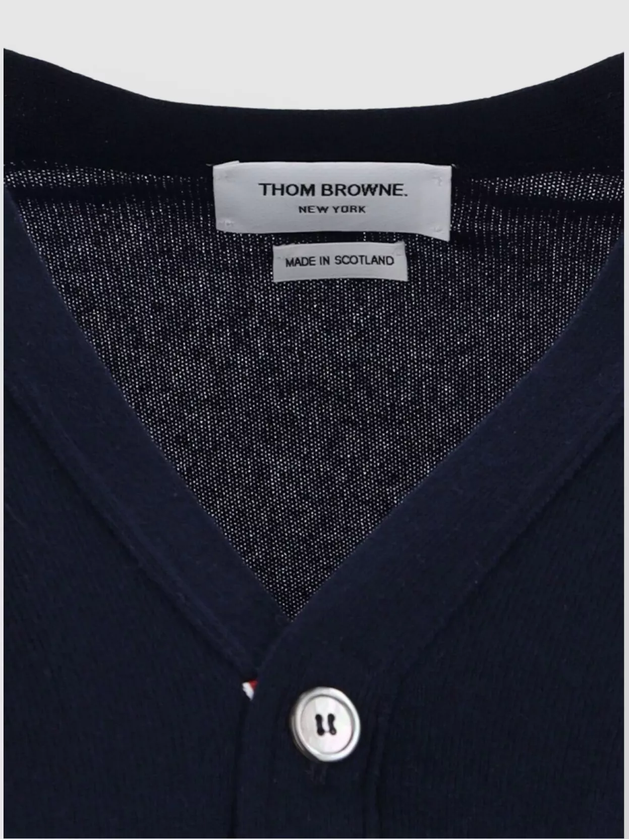 Thom Browne Ribbed Hem Knitwear With V-Neckline And Striped Sleeves