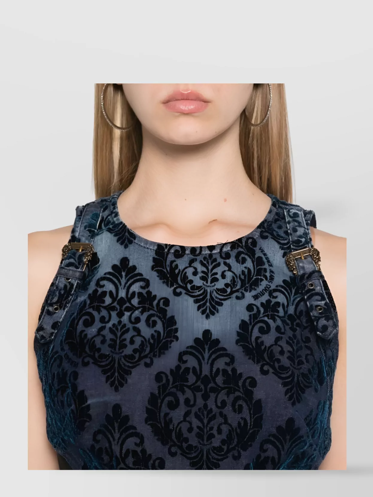 Versace Jeans Couture Ocean Top With Baroque Buckle Detail