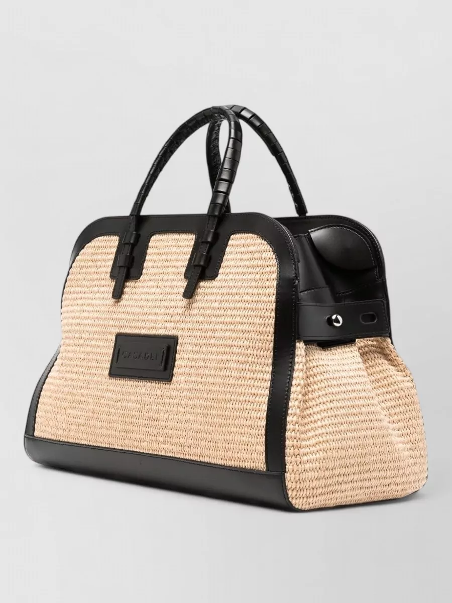 Casadei Leather Logo Appliqué Tote Bag