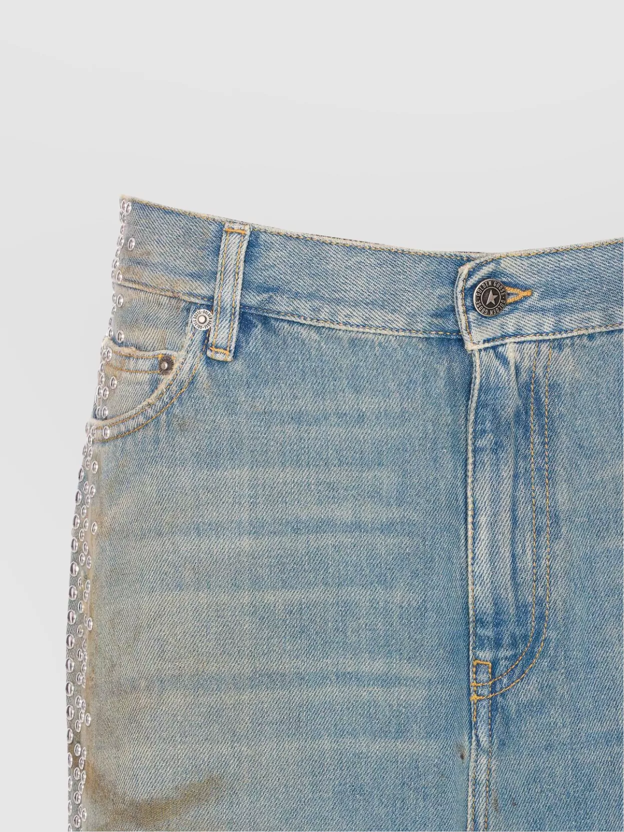 Golden Goose Distressed Boyfriend Fit Trousers With Studded Detailing