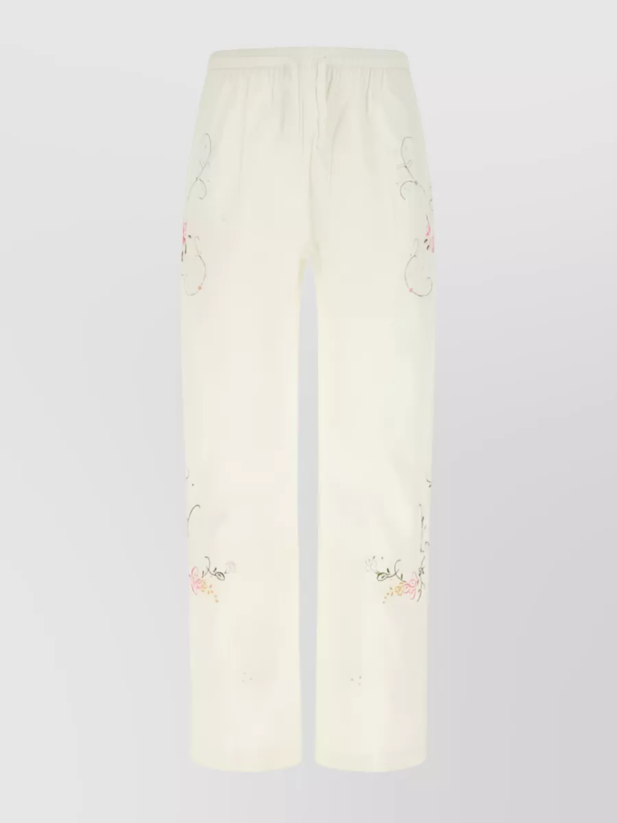 Shop Marine Serre Embroidered Floral Track Trousers In White