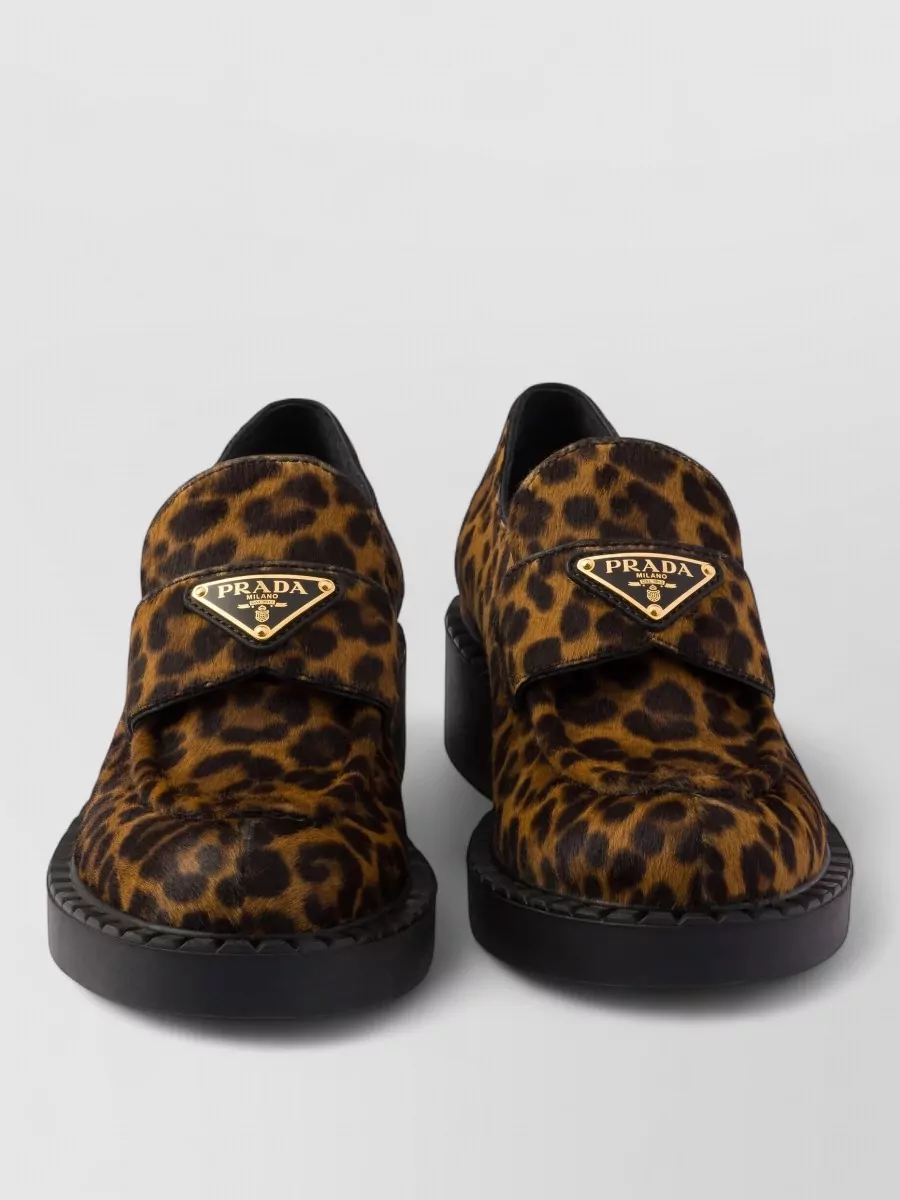 Prada calf hair leopard print 50mm loafers
