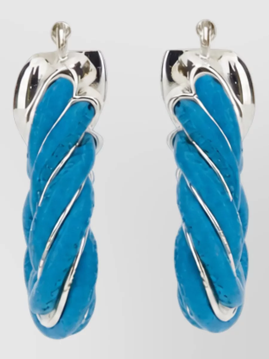 Bottega Veneta Silver Twisted Hoop Earrings