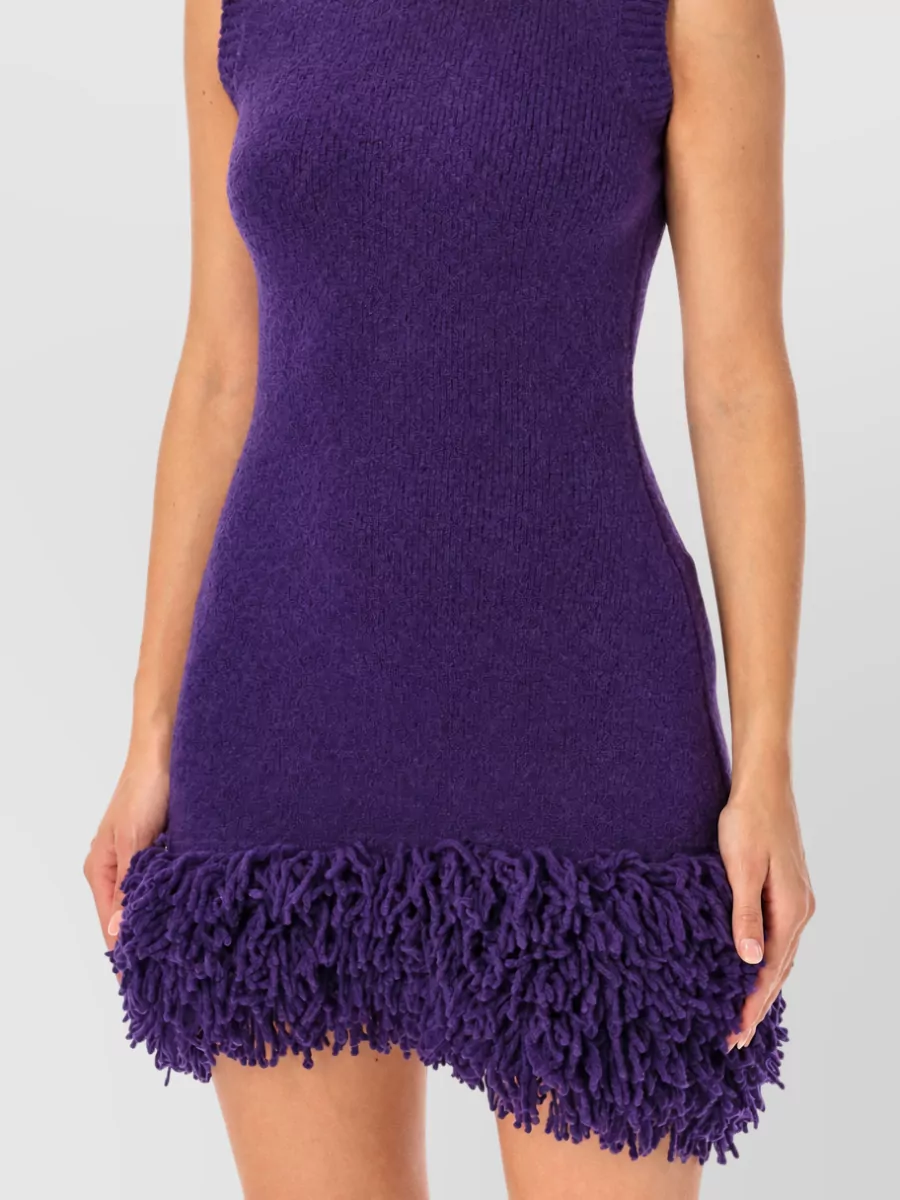 Loewe Sleeveless Asymmetric Fringed Knitted Dress