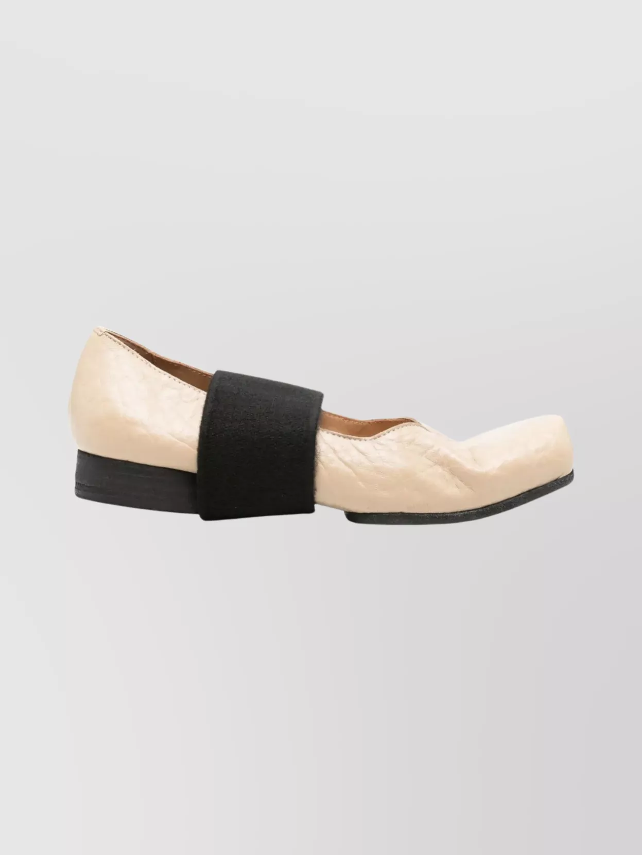 Uma Wang Square Toe Tumbled Leather Ballerina Shoes
