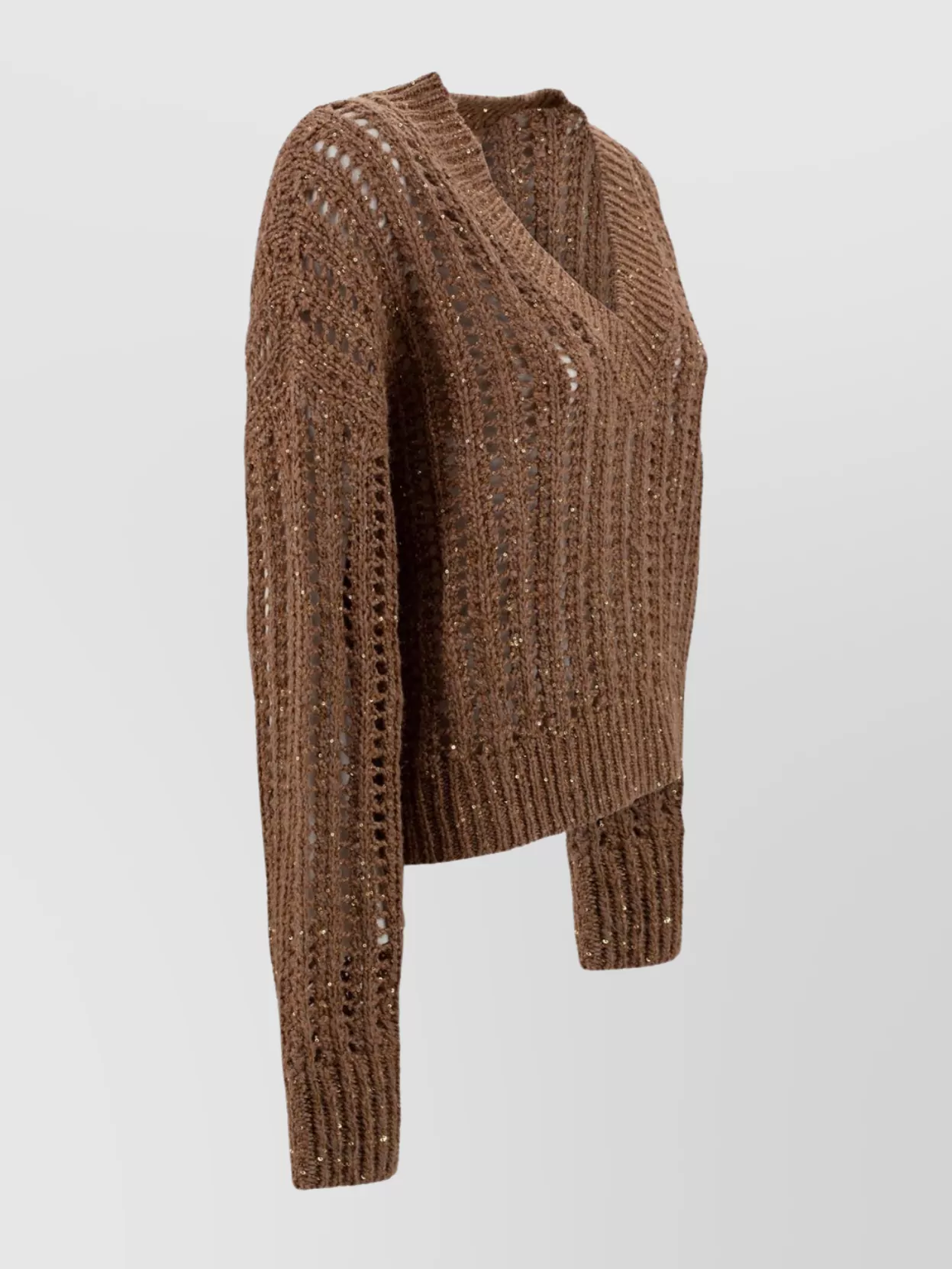 BRUNELLO CUCINELLI NET SWEATER WITH METALLIC THREAD DETAILING