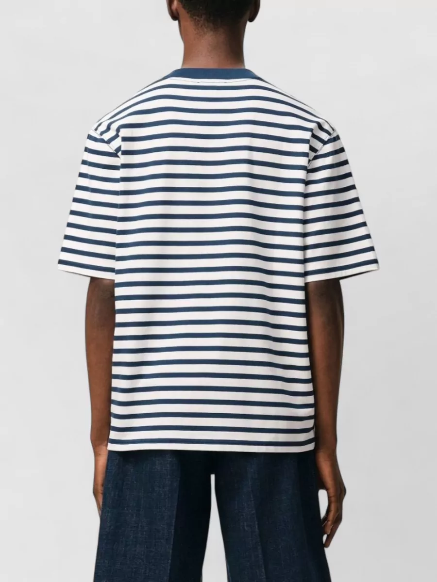 Ami Paris Striped Boxy Fit Cotton T-Shirt