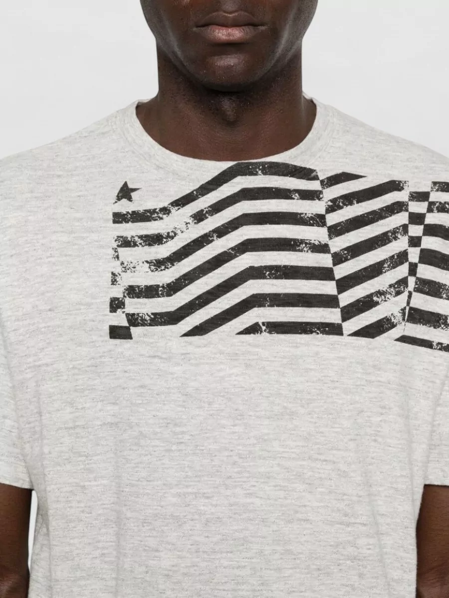 Golden Goose Crew Neck Graphic Print Nylon Silk Top