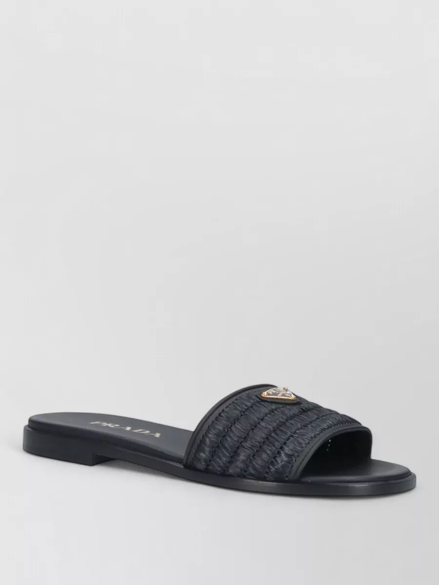 Prada raffia heeled slides