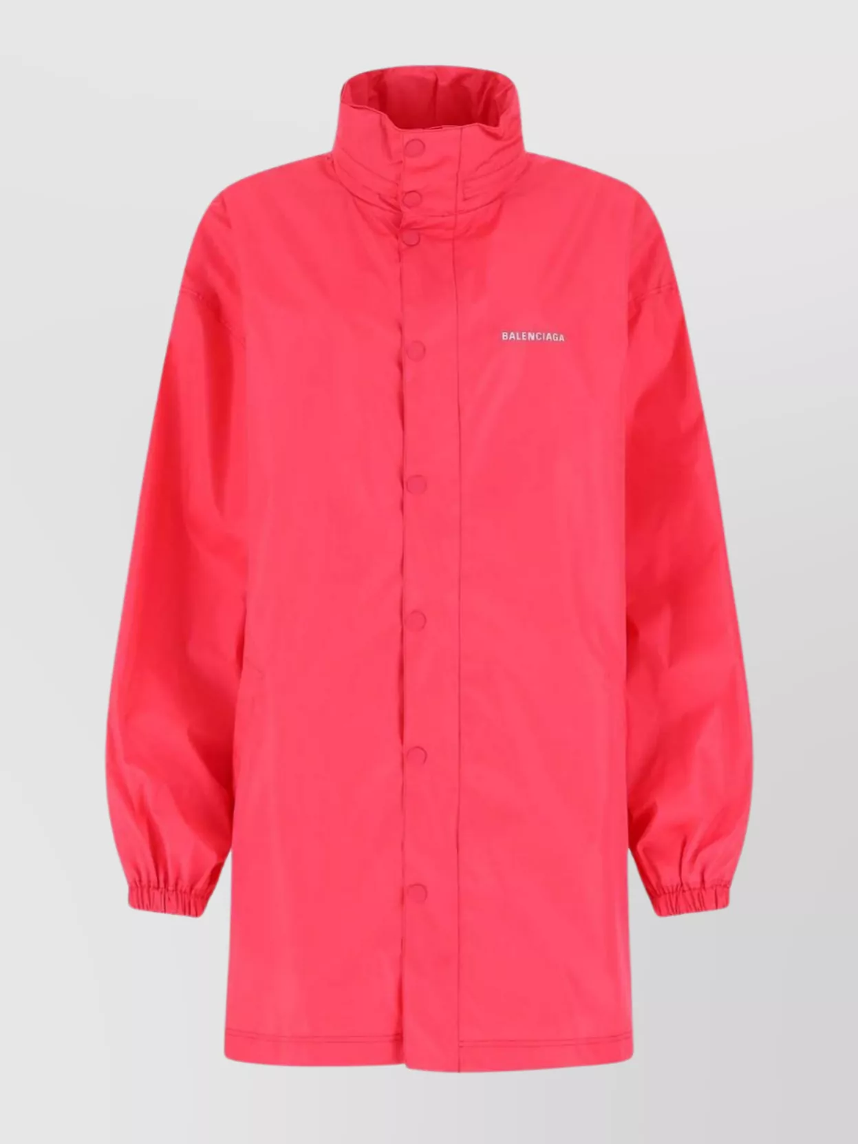 Balenciaga Oversize Raincoat With Elasticated Cuffs And High Collar In Pink