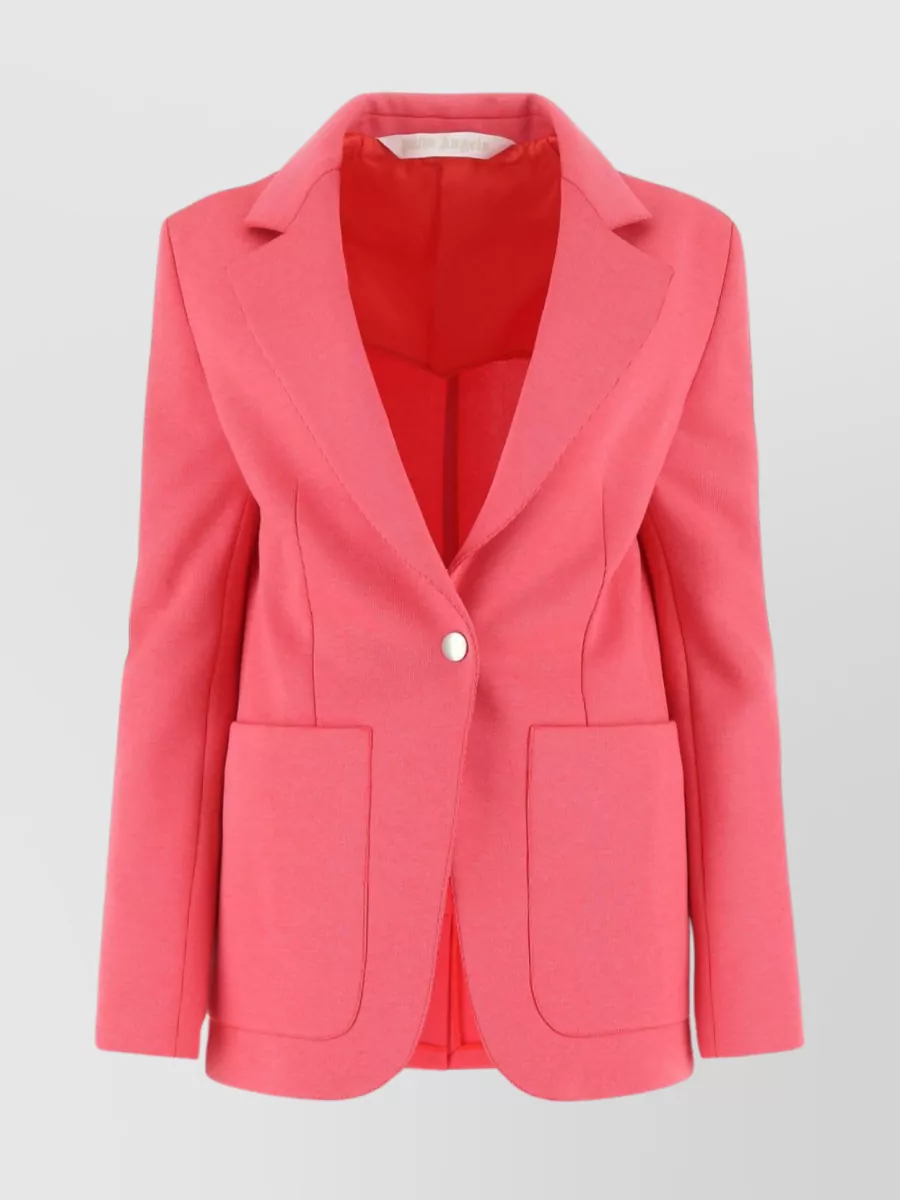 Shop Palm Angels Cotton Blend Jacket With Back Slit And Contrasting Bands In Pink