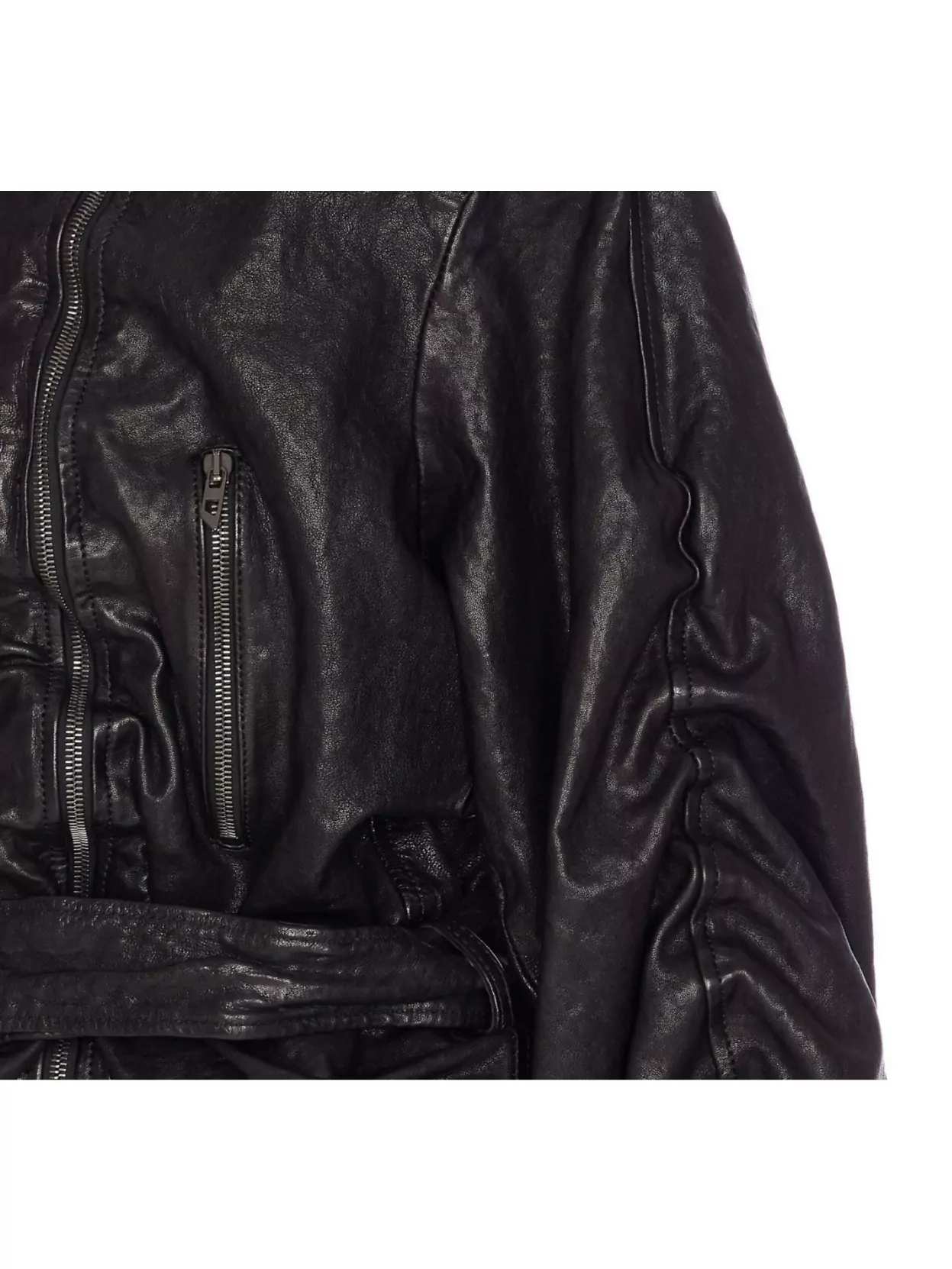 Diesel Cropped Jacket With Belt And Ruffles