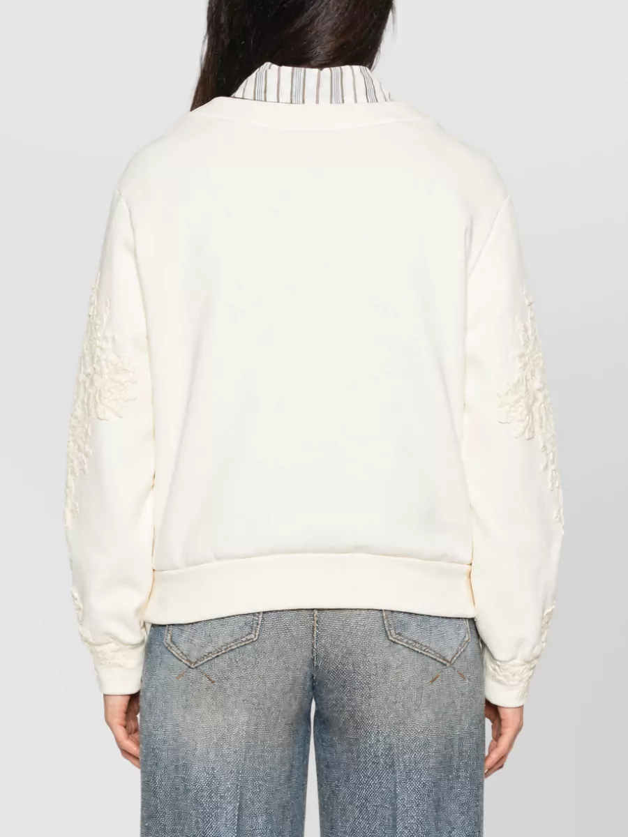 Ermanno Scervino Lace-Embroidered Long-Sleeve Sweatshirt