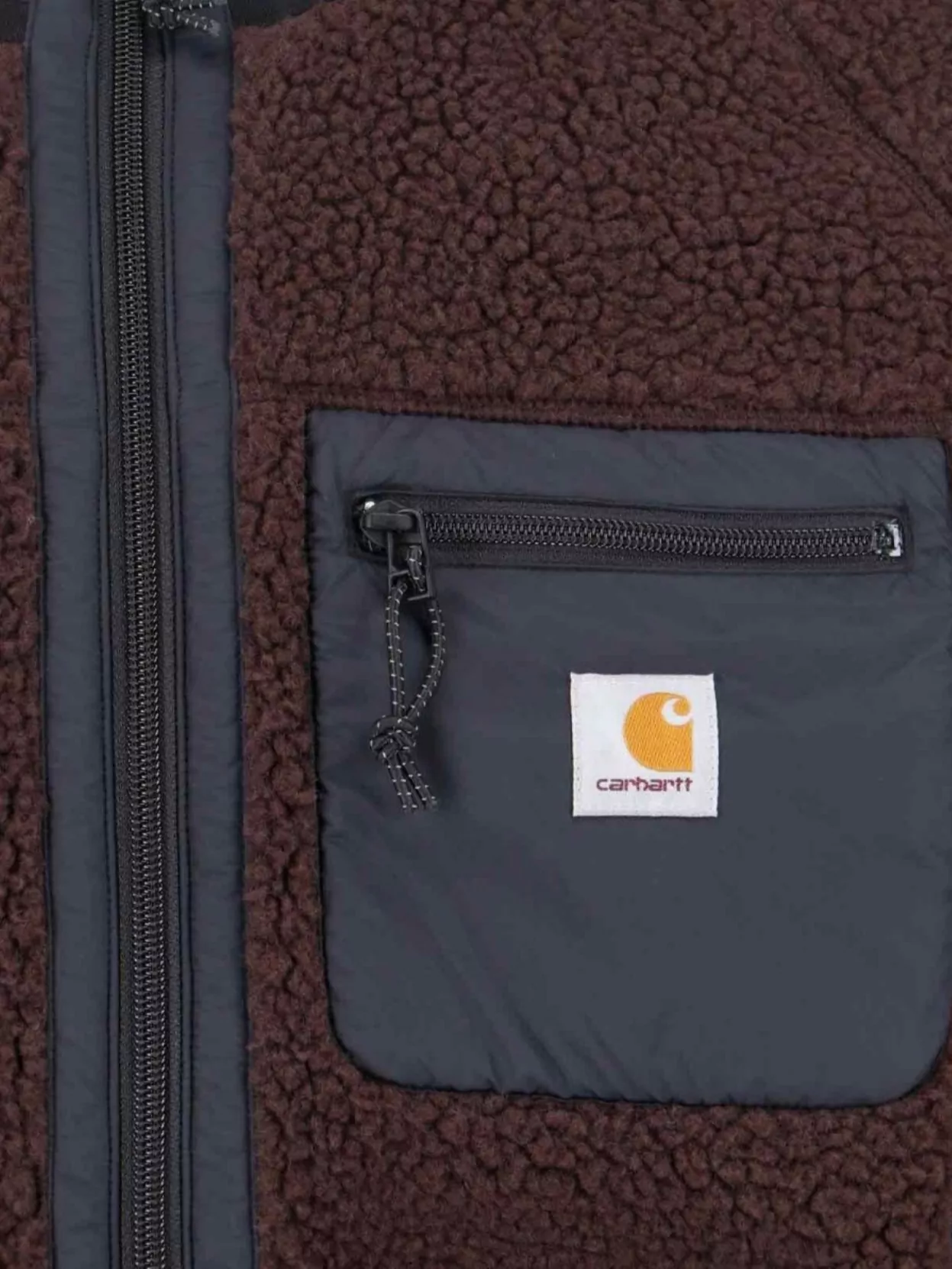 Carhartt Fleece Jacket With High Collar And Pockets In Brown