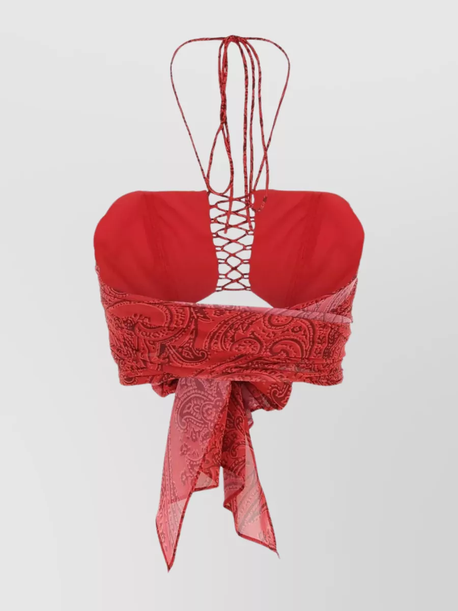 Etro Paisley Lace-Up Halter Top