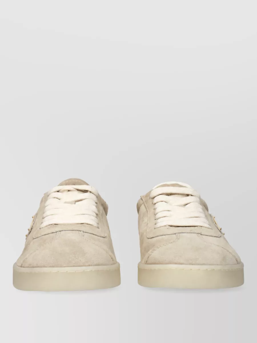 Prada suede leather lace-up sneakers
