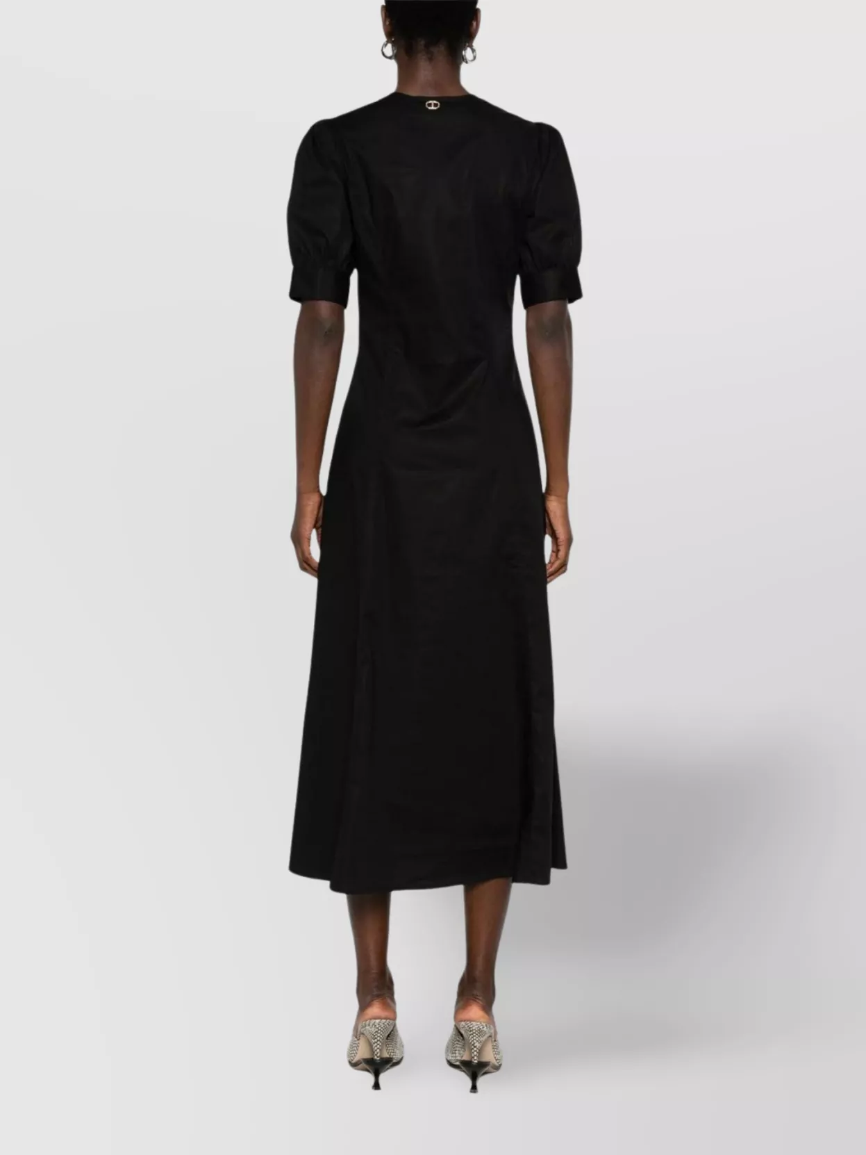 Twin-Set Midi Dress With V-Neckline And Puff Sleeves