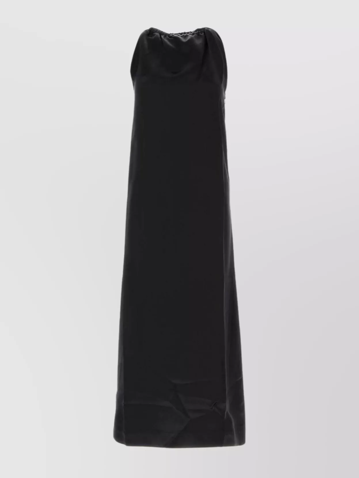 Loulou Satin Morene Dress Keyhole Neckline In Black