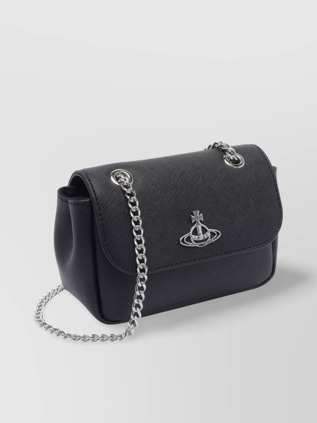 Vivienne Westwood Chain Strap Logo Textured Shoulder Bag