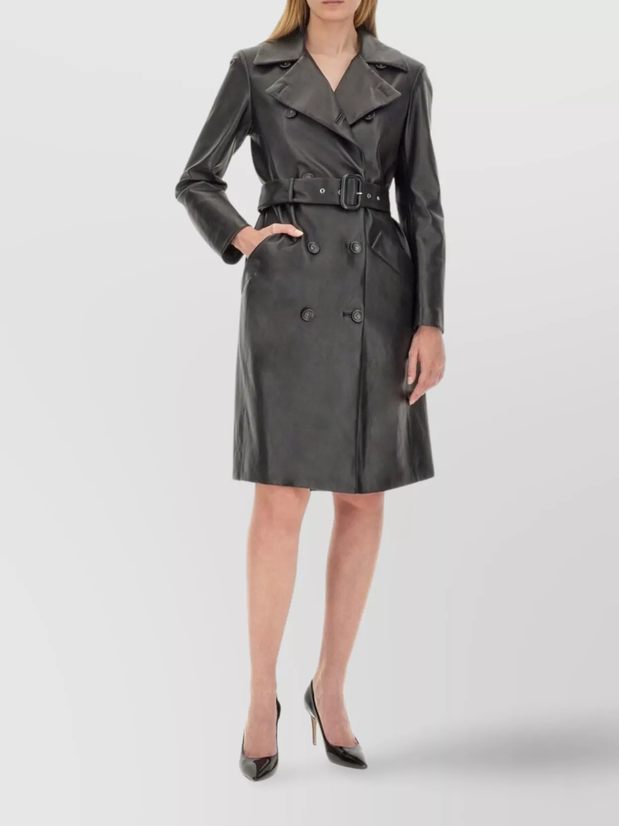 Sportmax Double Breasted Jacket Belted Waist In Black