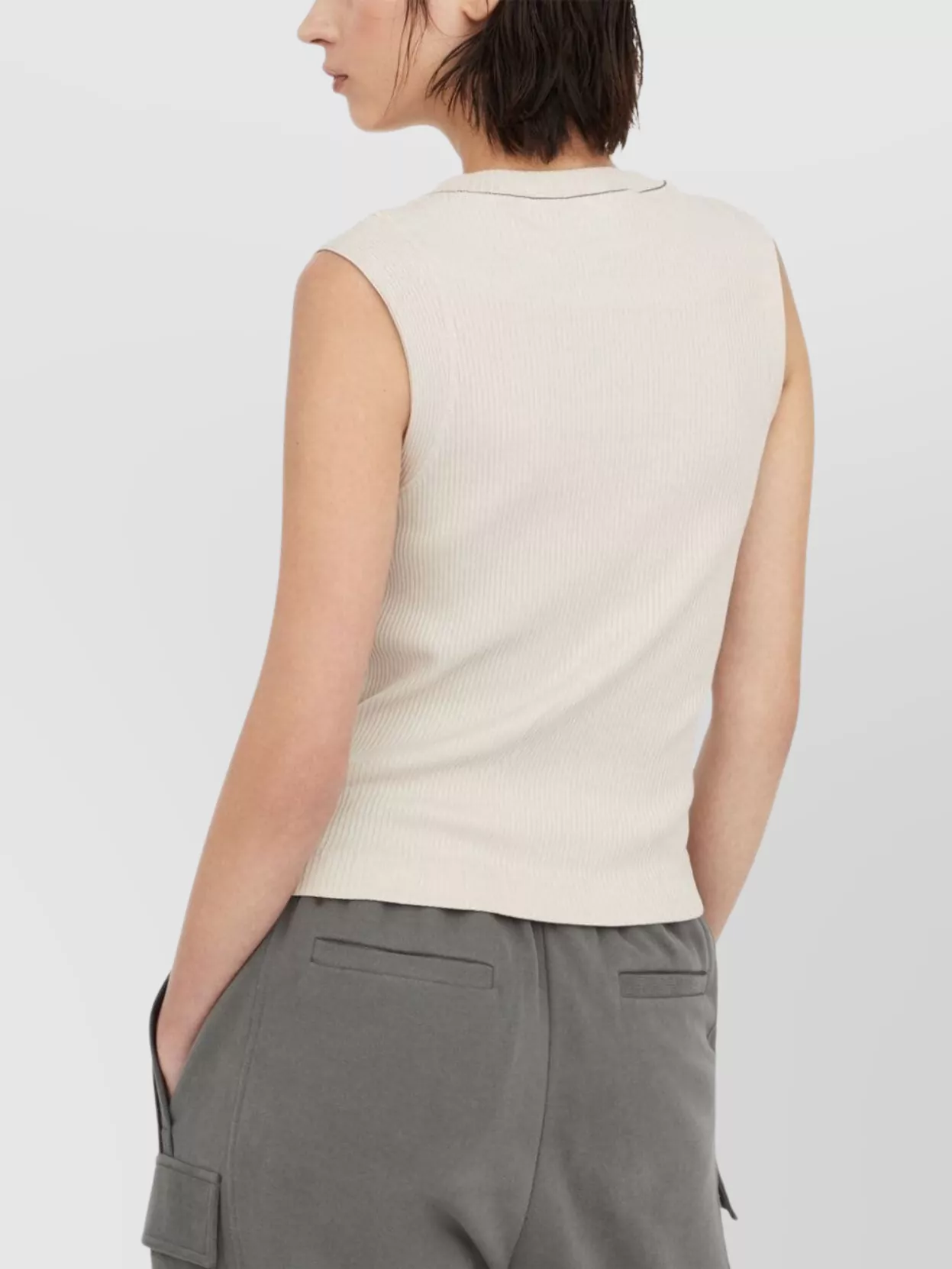 Brunello Cucinelli Ribbed Crew Neck Tank Top