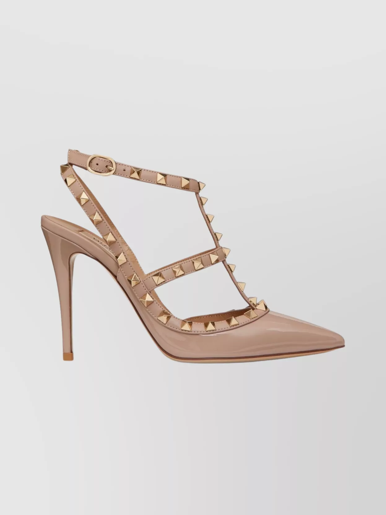 Valentino Pointed Toe Patent Pumps With Studded Detail In Multi