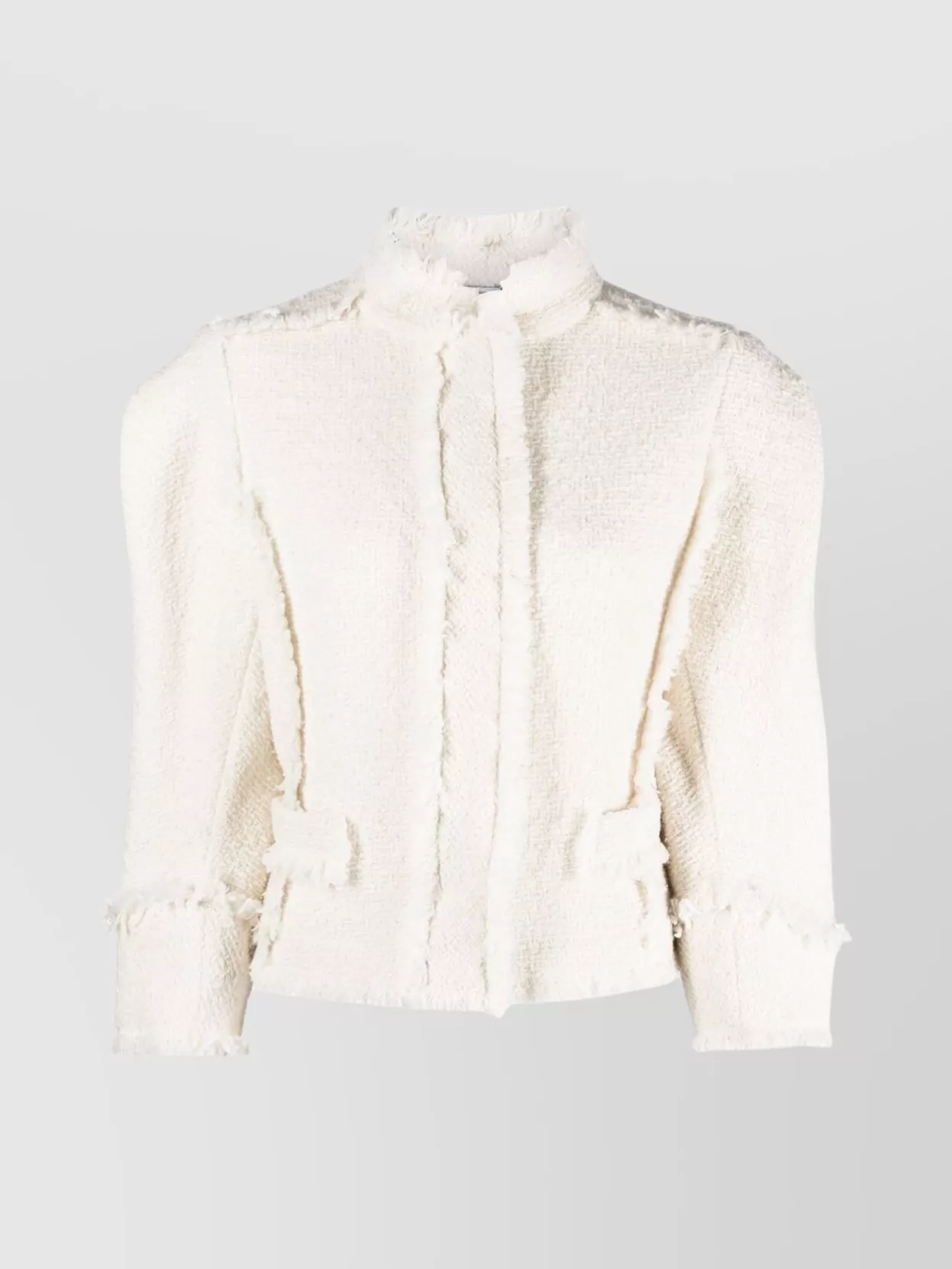 Shop Alberta Ferretti Sophisticated Wool-silk Blend Jacket In White