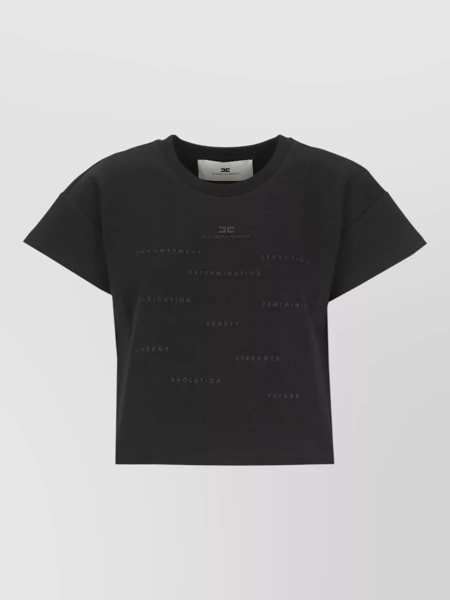 Elisabetta Franchi Cotton short-sleeve crewneck knitted top