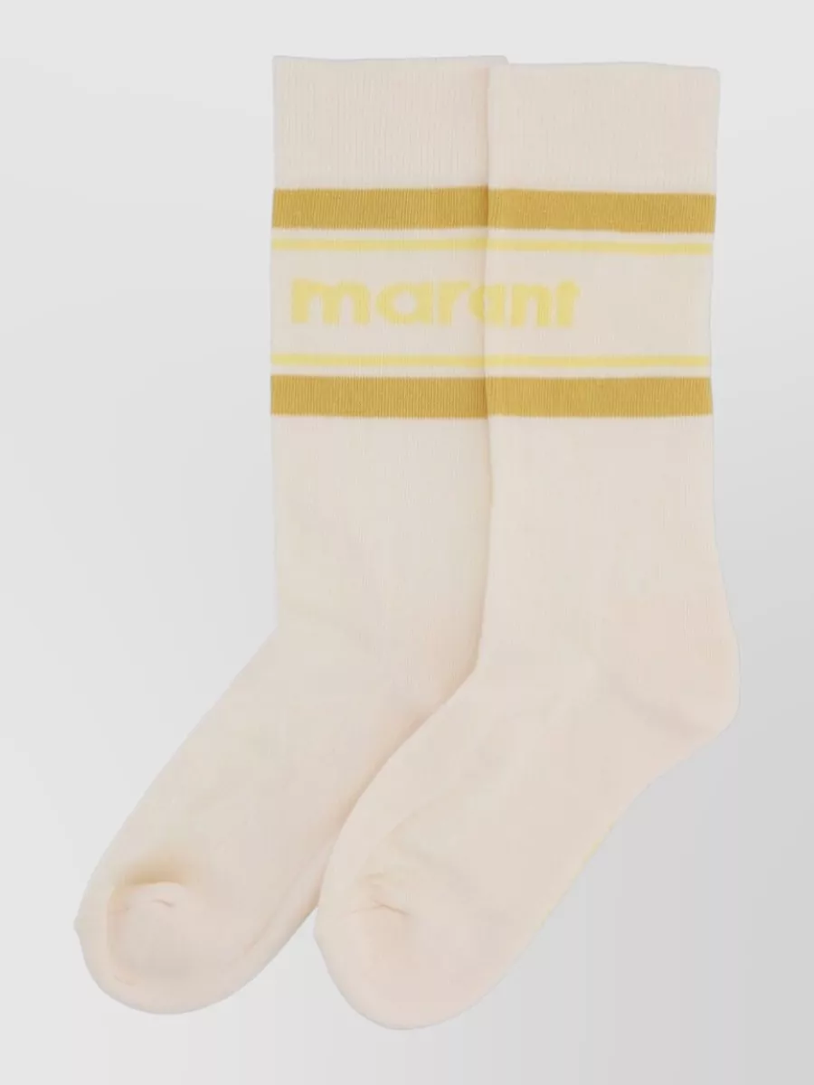 Isabel Marant donna logo socks contrast stripes knee high