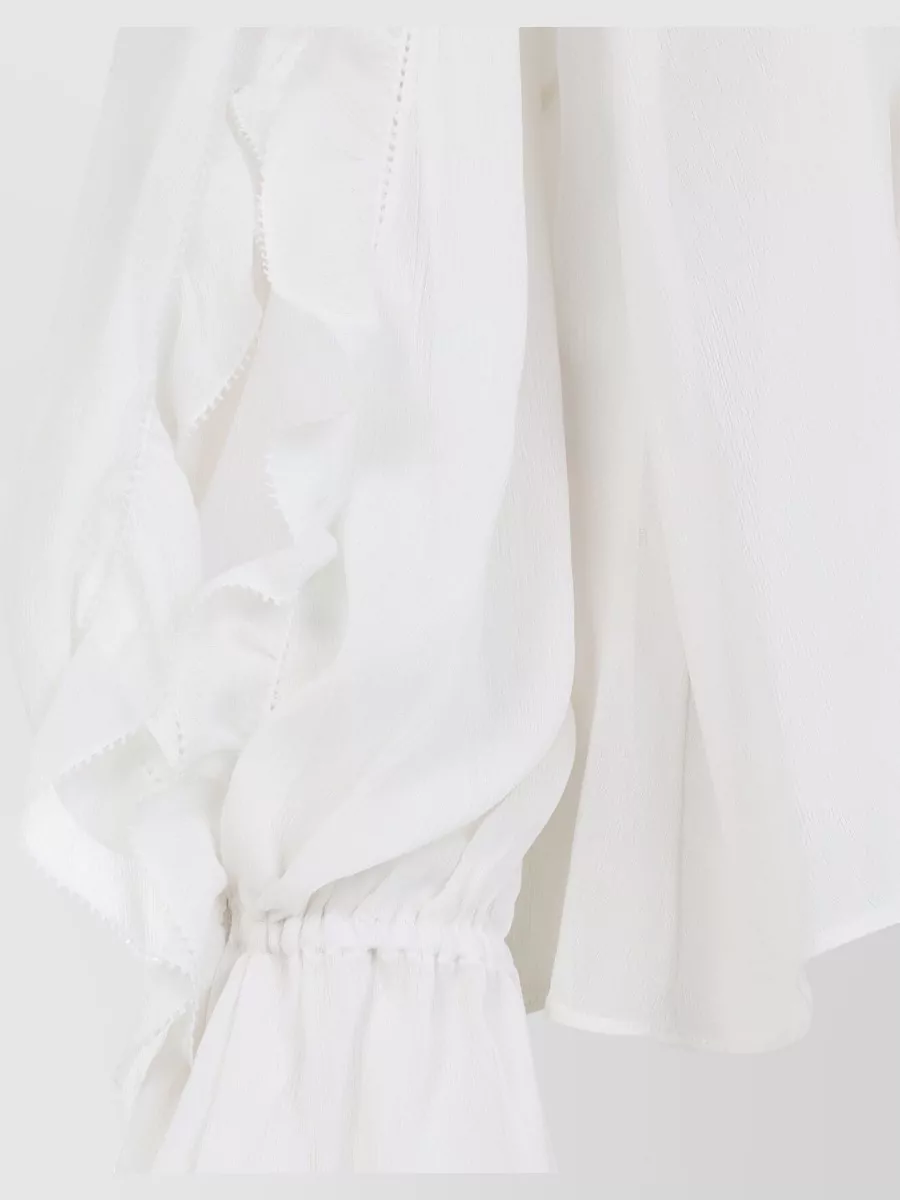 Alberta Ferretti Creponne Shirt Acrylic Silk Blend Ruffles