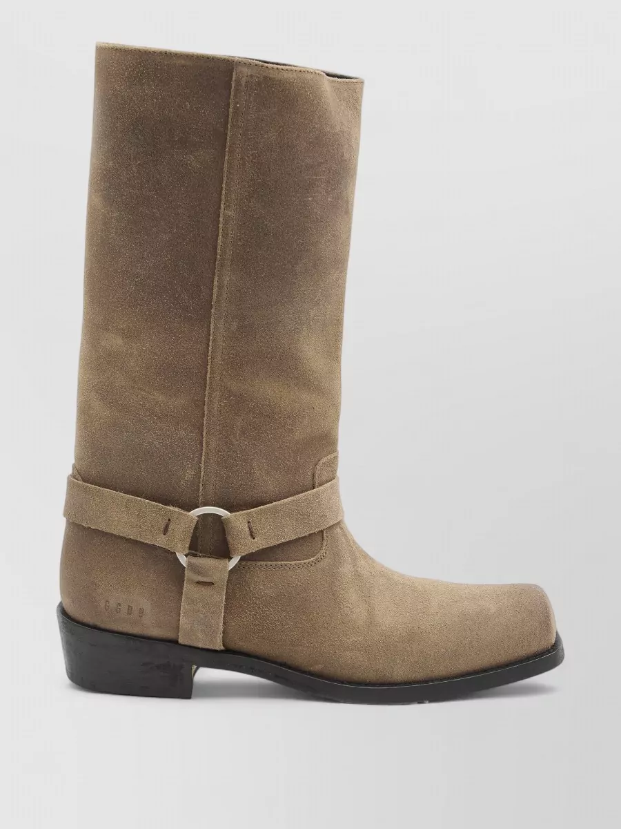 Golden Goose Suede Biker Boots Buckle Strap Leather