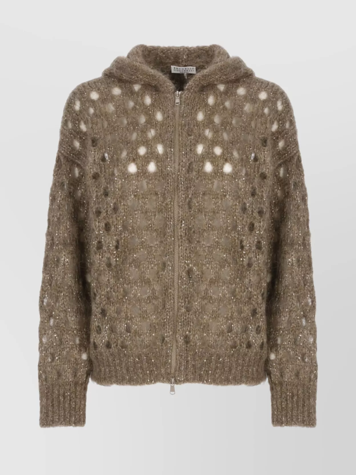 Brunello Cucinelli Sequin Embellished Mohair Hooded Cardigan