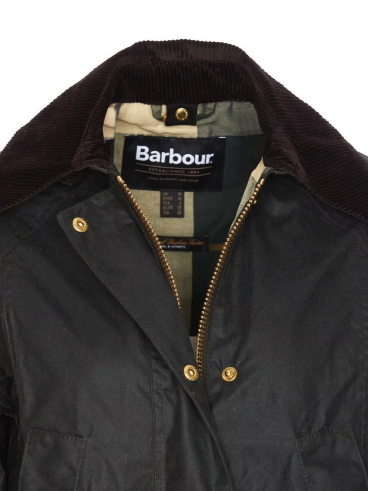 Barbour Modern Beadnell Wax Jacket With Corduroy Collar