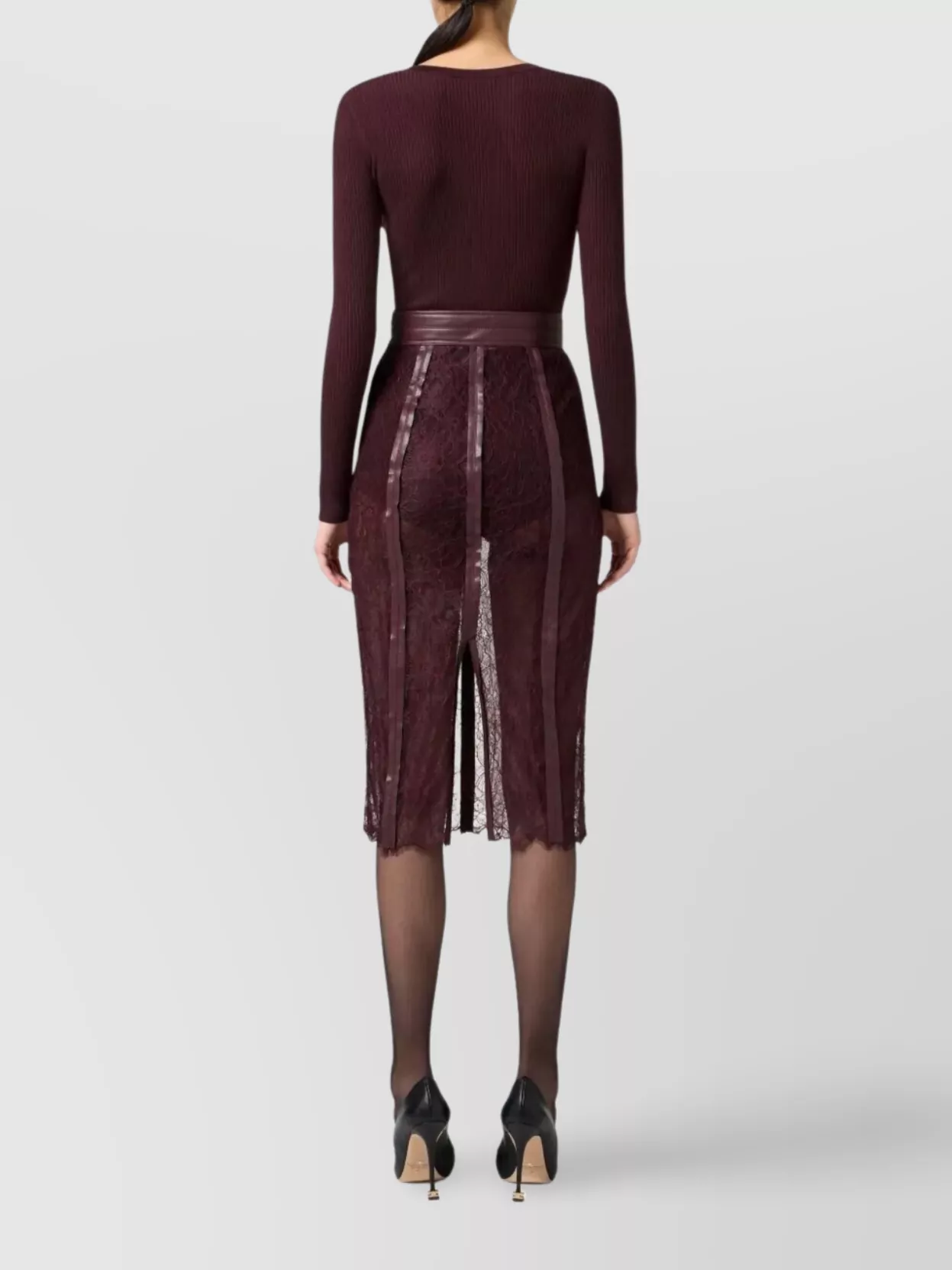 Elisabetta Franchi Ribbed V-Neck Short-Sleeve Knitted Top